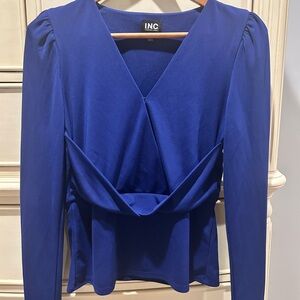 INC International Concepts Blue Long Sleeve Blouse